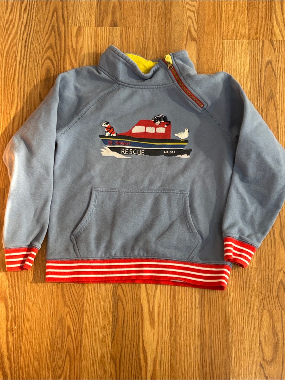 Kids Blue Rescue Boat Pullover Sweatshirt - mini boden